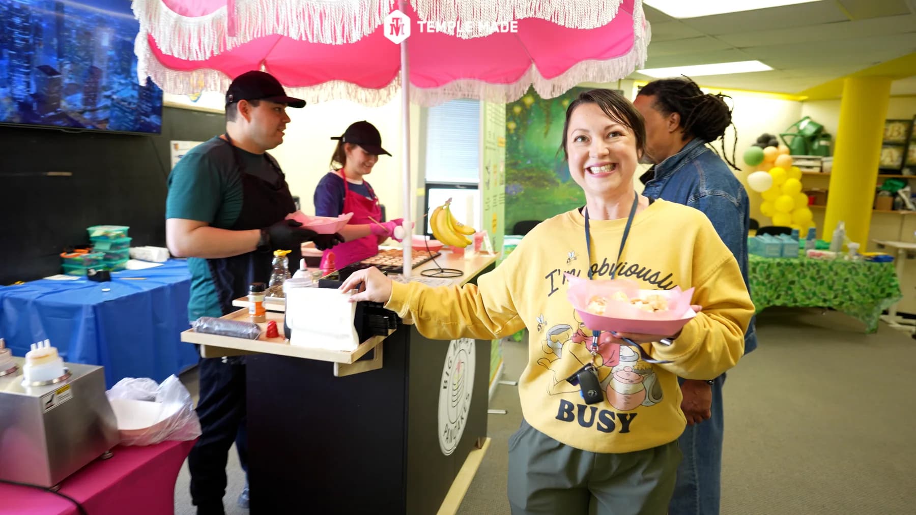 A teacher participating in a hands-on community workshop