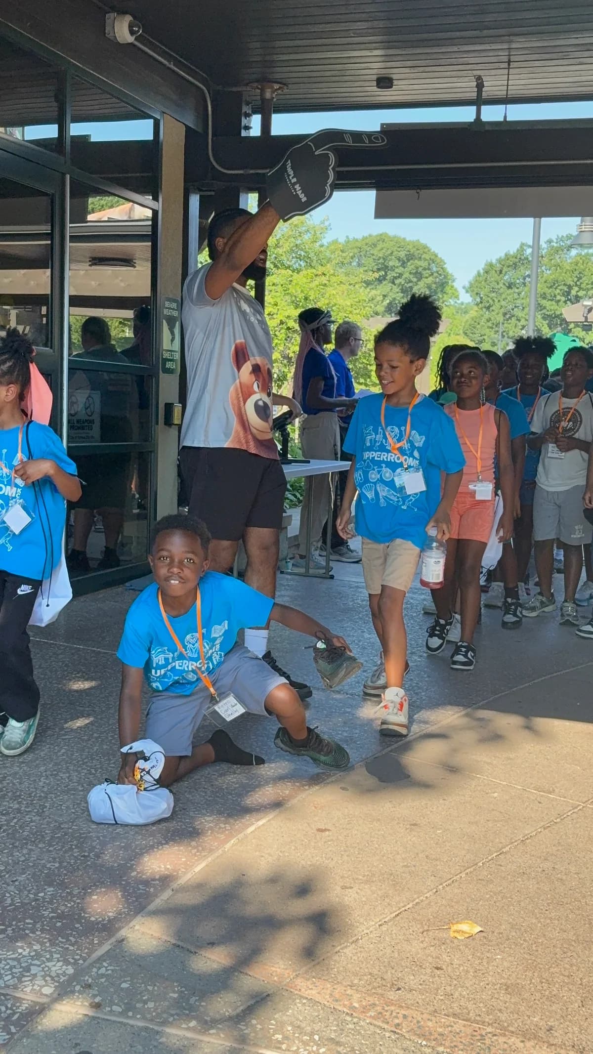 Children moving through a zoo wellness activity